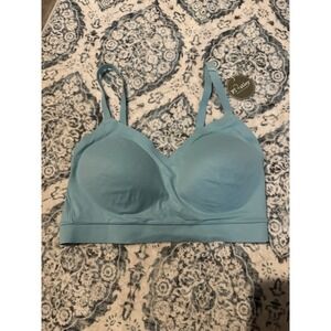 Floatley Cozy Adjustable Wireless Scoop Bra Blue Medium Intimates Nwt